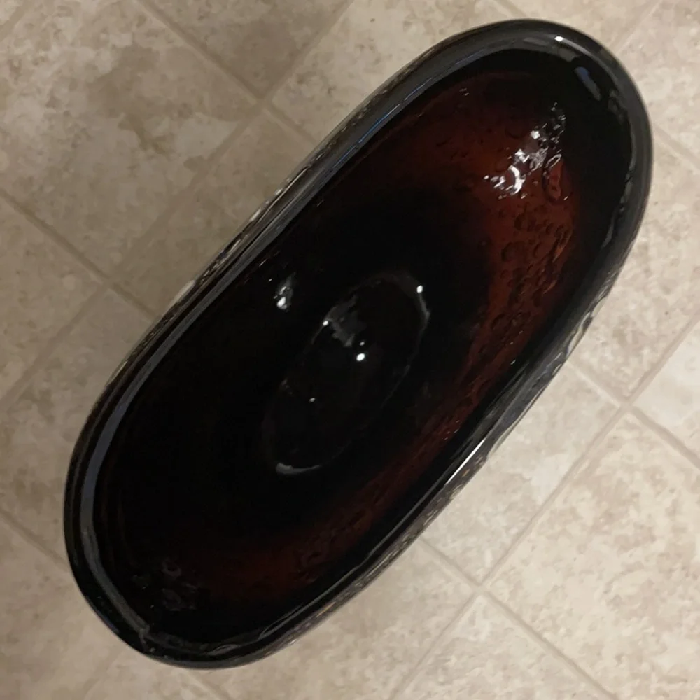 Host Pick🌟 Vetro Artistico Murano Bubble Black Oval Talk Glass Vase OOAK